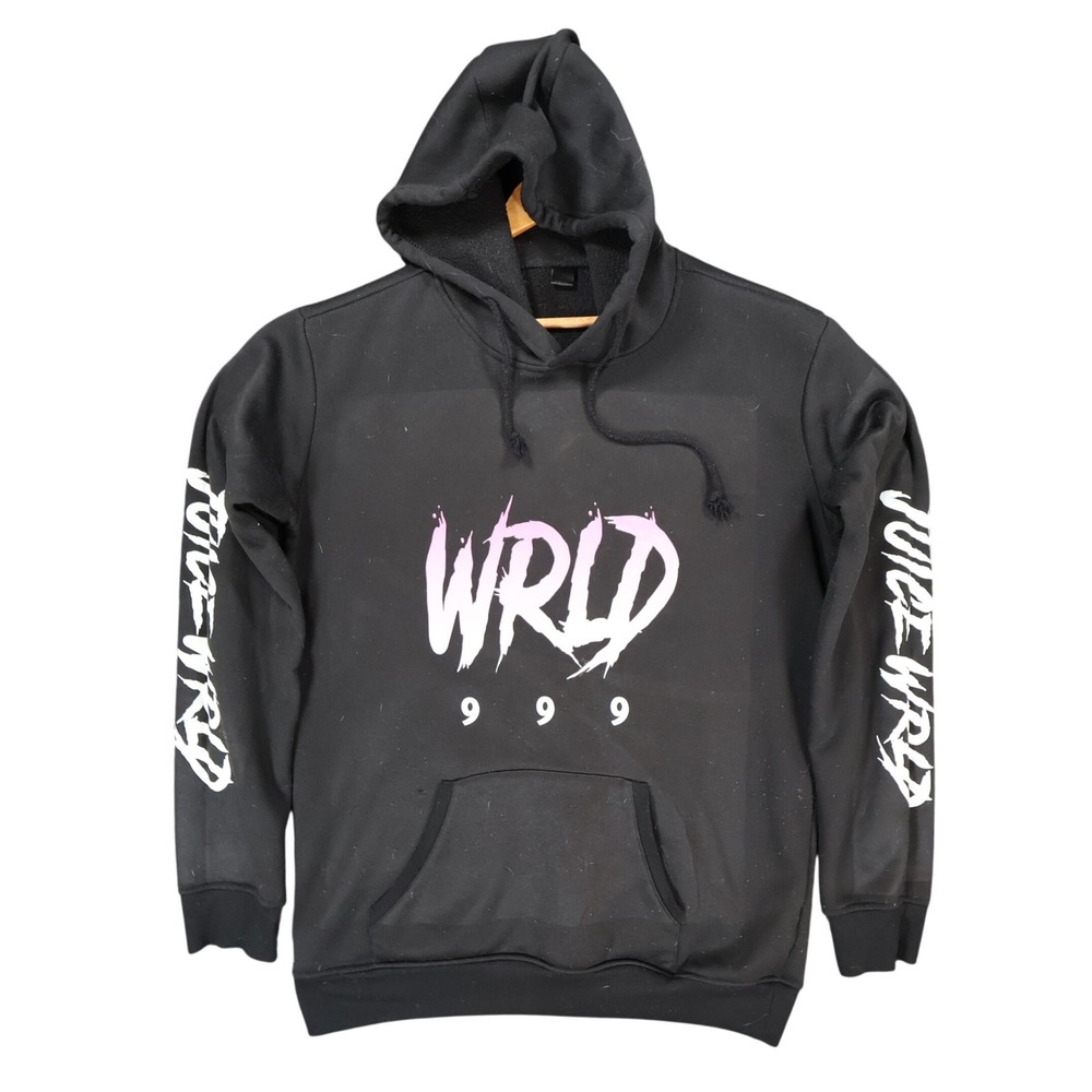 Juice Wrld Hoodie Mens Medium Black Cotton Blend Regular Fit 999 WRLD Graphic